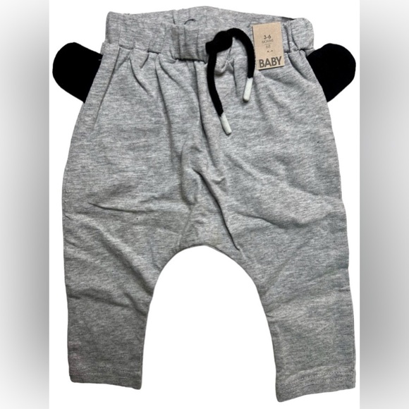 NORDSTROM/COTTON BABY Frankie Pant Light Gray Marle w/3D Ears Unisex 3-6M✨NWT✨ - Picture 2 of 9